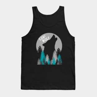 Lone Wolf with Moon Background Tank Top